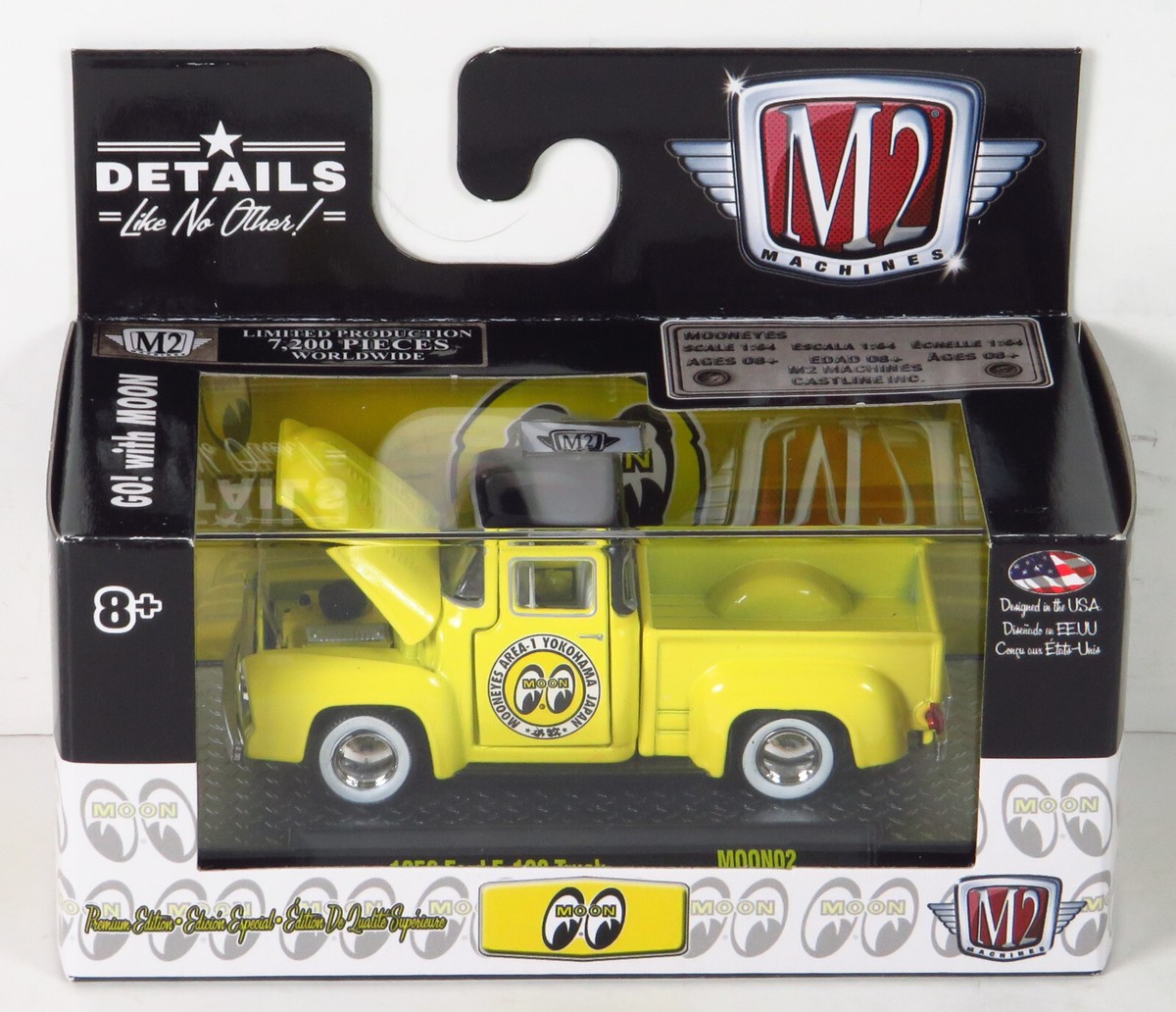 M2 Machines Mooneyes Moon 1956 Ford F-100 56 Pickup Truck Yellow