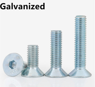 Galvanized 10.9 Steel Hex Socket Bolts Countersunk Flat Head Screws M3 M4 M5 M6