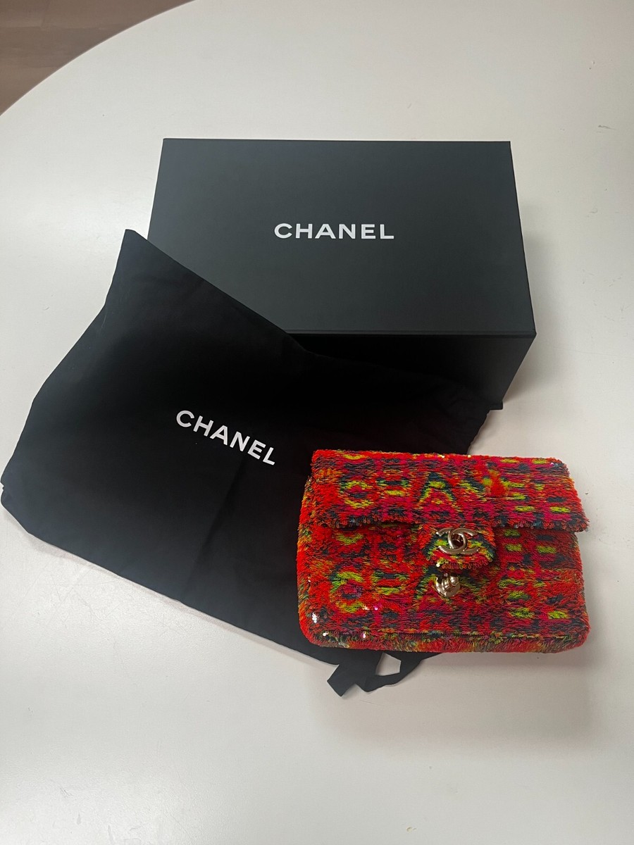 Chanel Neon Rainbow Letter Logo Graffiti Sequin. Small Single Flap