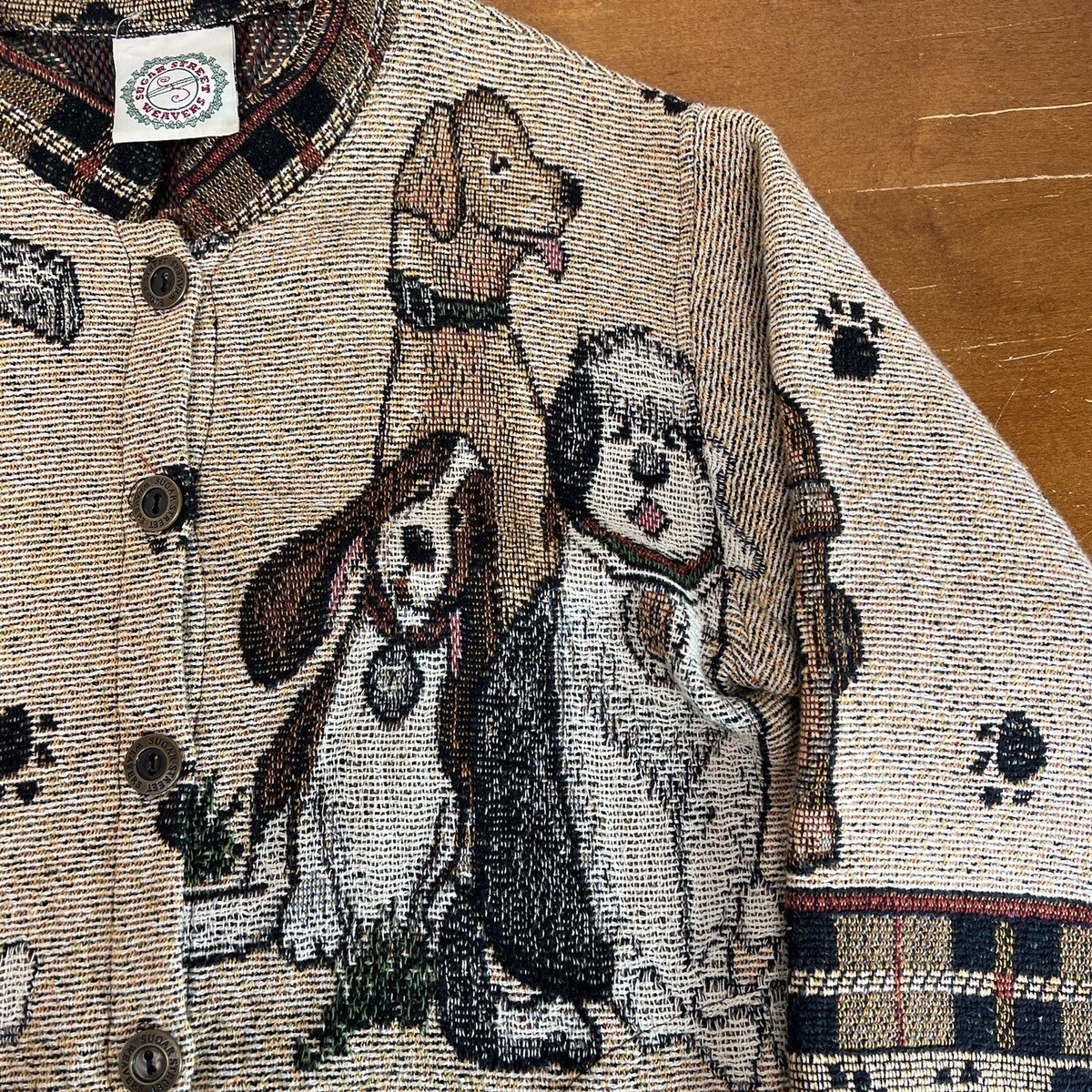 Vintage Sugar Street Weavers Sweater Womens Small Dogs