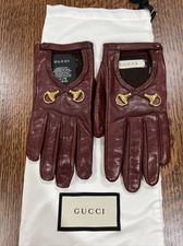 Authentic New GUCCI Leather Gloves Horsebit Size 6.5 Small Women's Rosa Nappa