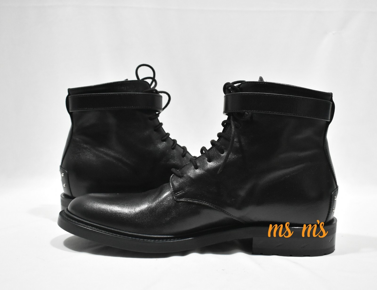 Nuovi con scatola Saint Laurent YSL Black Army Moto borchie fibbia in pizzo pelle EU45 US12