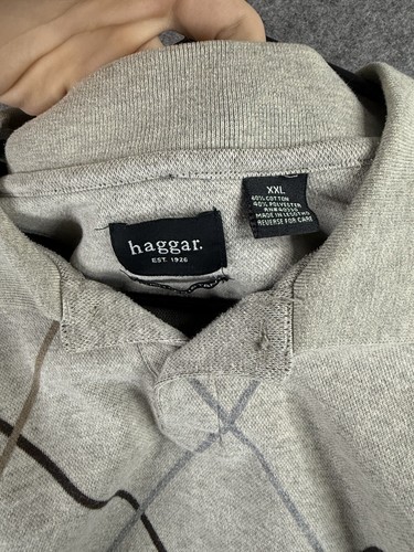 Haggar Sweatshirt Men's XXL Gray Pullover Long Sleeve Collared Sweatshirt - Picture 2 of 6