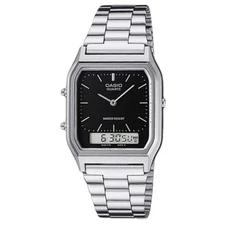 Casio Collection AQ-230A-1D Unisex Watch NEW Silver Stainless Steel Band