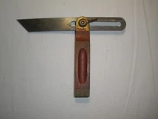 Vintage Tool Sliding T Bevel Square Wood & Brass 8" Blade Unbranded
