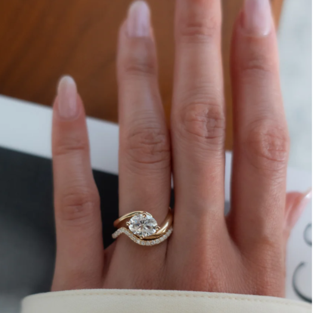 14k Yellow Gold Oval Cut Diamond Engagement Ring Set Ct IGI