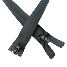 1pc Black Open-End Waterproof Zip | Two-Way Sliders Water Repellent Coil Nylon