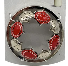 Yankee Candle ‘Illuma Lid’ Jar Topper Red & Silver Deco Christmas Design NEW Z1