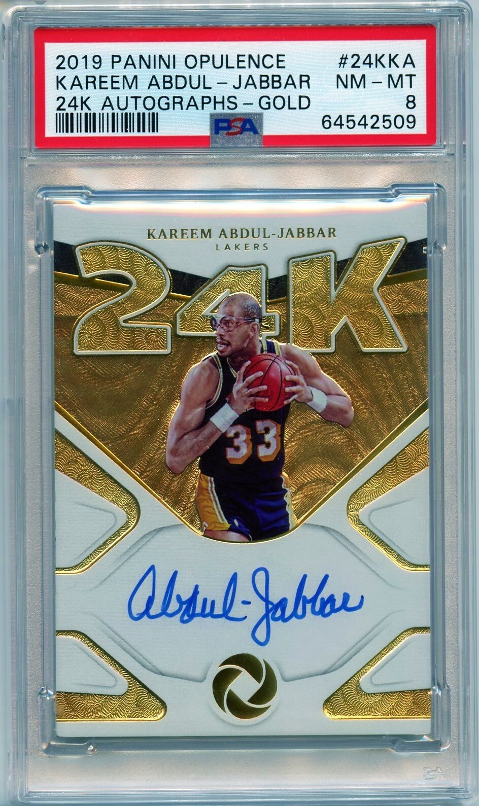 2019-20 Panini Opulence - 24k Autographs Kareem Abdul-Jabbar #24K-KA