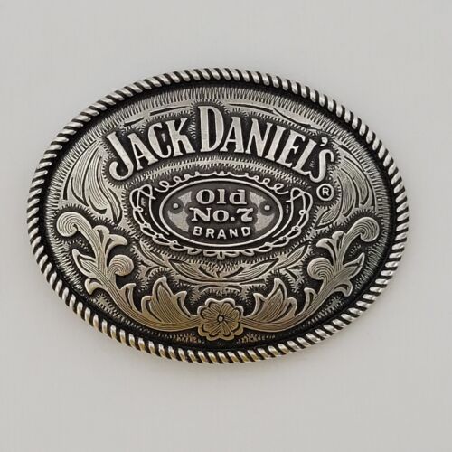 Jack Daniels Pewter Belt Buckle in Metal Tin Box Whiskey Old No. 7 4x3.25