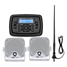 Marine Radio Stereo Bluetooth Waterproof Audio Unit  4" Box Speakers  Antenna