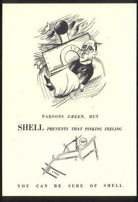 Postkarte 1993: SHELL BENZIN WERBUNG - Parsons Green but SHELL verhindert Pinking!