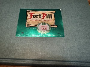 Fort Pitt Brewing Co Old Beer Bottle Label BALTIMORE MD Foil 