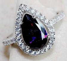 3CT Natural Amethyst  White Topaz 925 Solid Sterling Silver Ring Sz 6