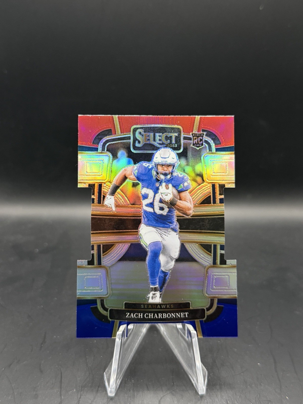 2023 Panini Select - Concourse Zach Charbonnet #86 Red & Blue Prizm Die-Cut (RC)