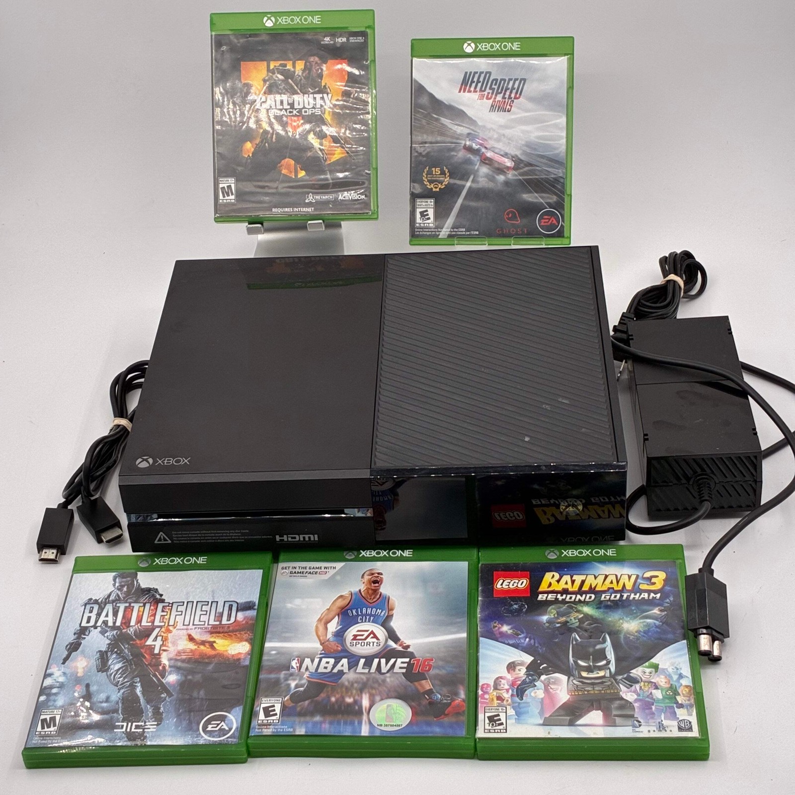 Microsoft Xbox One 500GB Black Model 1540 Console Bundle w/ 5 Games - Used A