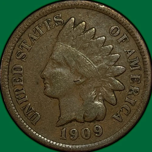 1909 Indian Head Cent Very Good VG Coin #35373