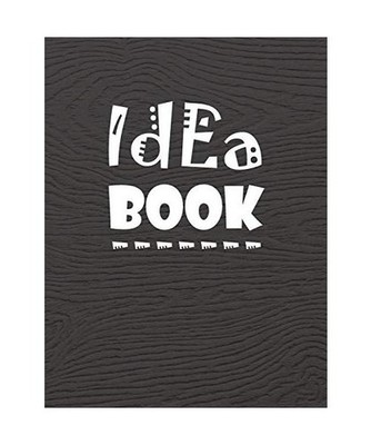 Idea Book: 8 x 10 inches, lined paper, 100 pages, large, black cover. 