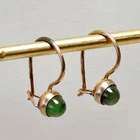 Vintage 925 Sterling Silver Gold Plated Jadeite Drop Dangle Earrings Ukraine