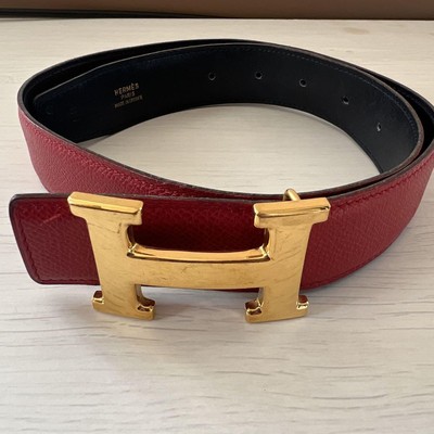 Hermès Navy and Red Square H Reversible Belt Hermès Hermes Constance H Reversible Belt Red Navy blue ref  main image 3