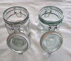 2 Vintage 5-3/4” Tall 12 Panel Glass Clear Glass Jar with Wire Bail and Gasket — photo 7