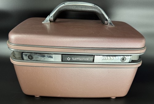 Vtg. 1987 Samsonite Silhouette Traveler Carry On Makeup Case Brown Mauve