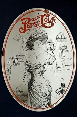 70er Pepsi Cola Wand Spiegel  im Jugendstil  48x35,5 Werbung Reklame Vintage