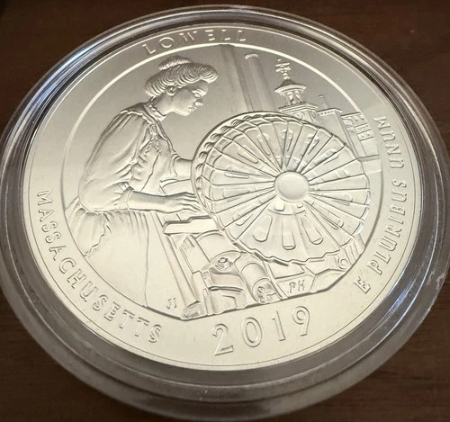 2019 5 OZ  99.9% Silver Lowell National Historical Park Massachusetts UNC Coin