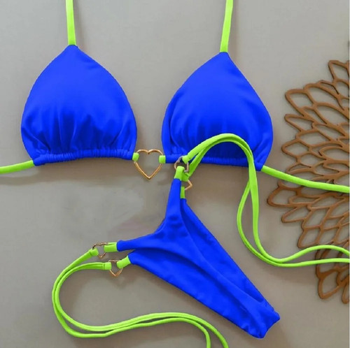 RUOTONSEPT Sexy Halter Color Sólido Conjunto de Bikini Para Mujer Traje de Baño Dos Piezas Triángulo - Imagen 2 de 30