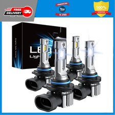 9005 HB3 9006 HB4 LED Headlight Bulbs Combo 6000K Cool White 4 Pack Plug Play
