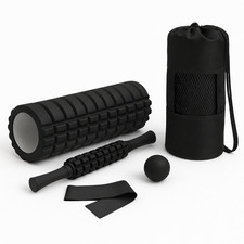 5-in-1 Deep Tissue Foam Roller Set with Massage Ball, Stick  Stretch Strap