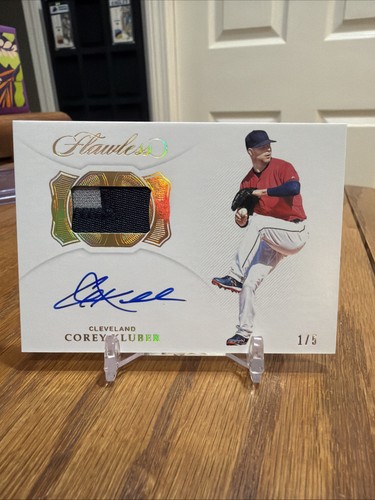 2019 Flawless Corey Kluber Patch Auto #/5 - Cy Young Winning Pitcher - Cleveland