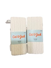 Cat Jack Girls' 4-6x Footed Cotton Tights 2 Pair In Each 2 Pk White