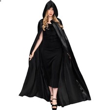 Unisex Hooded Cloak Robe Costume Halloween Hooded Full Length Hooded Cloak Ha...