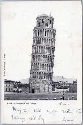 Pisa Toskana Schiefer Turm 1900er Vintage Postkarte Italien Kathedrale