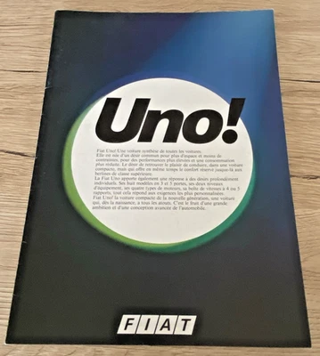 Brochure de vente  FIAT Uno - Avril 1983 - Bel Etat. - Photo 1/4