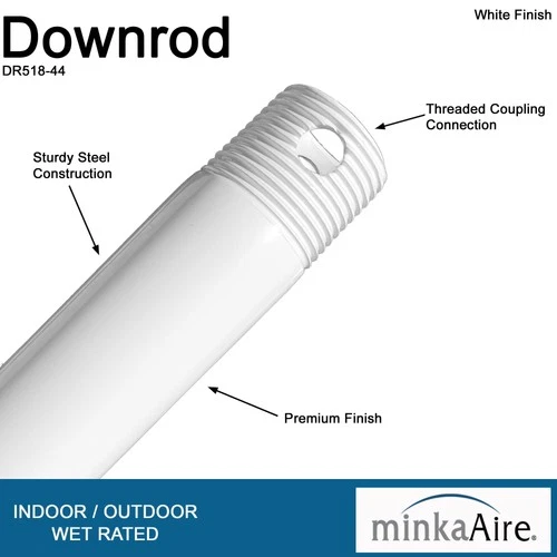 Minka Aire Downrod For Ceiling Fans 34 Inch White Premium Steel Construction - Picture 2 of 10