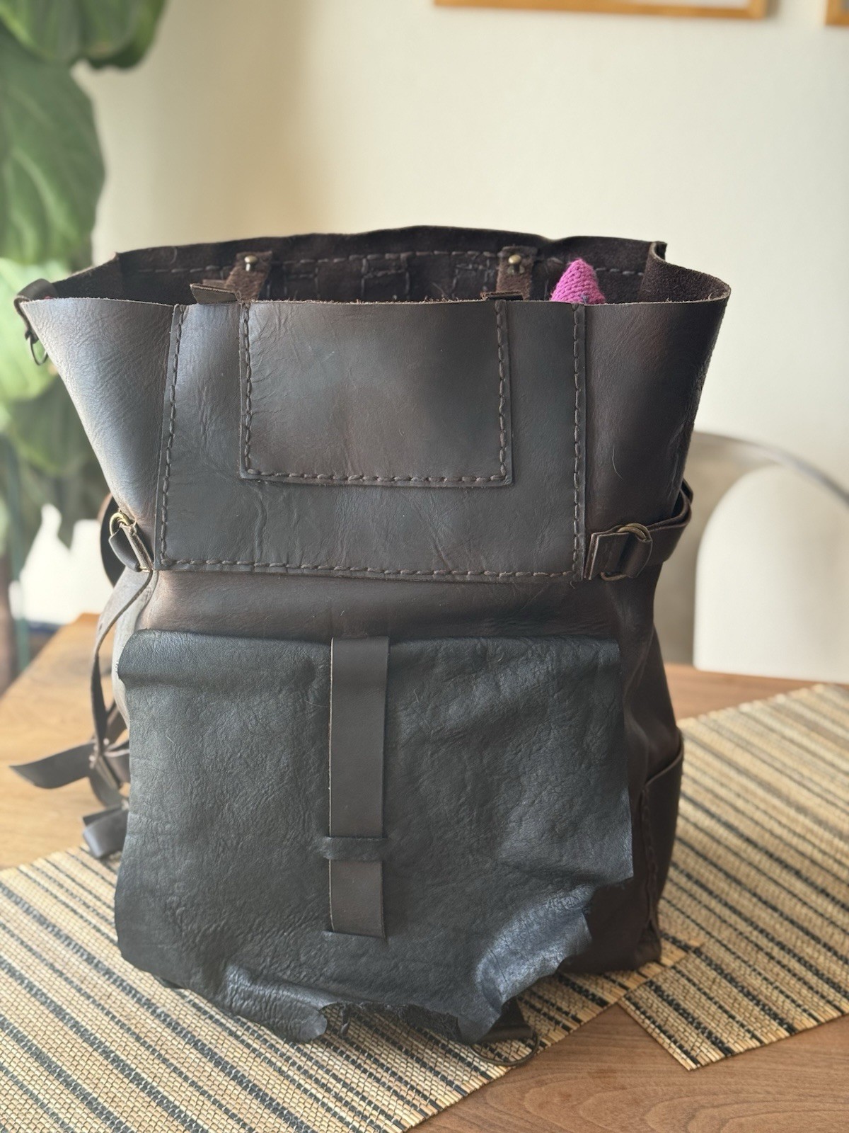 Leather Backpack Boho Handmade - image 8