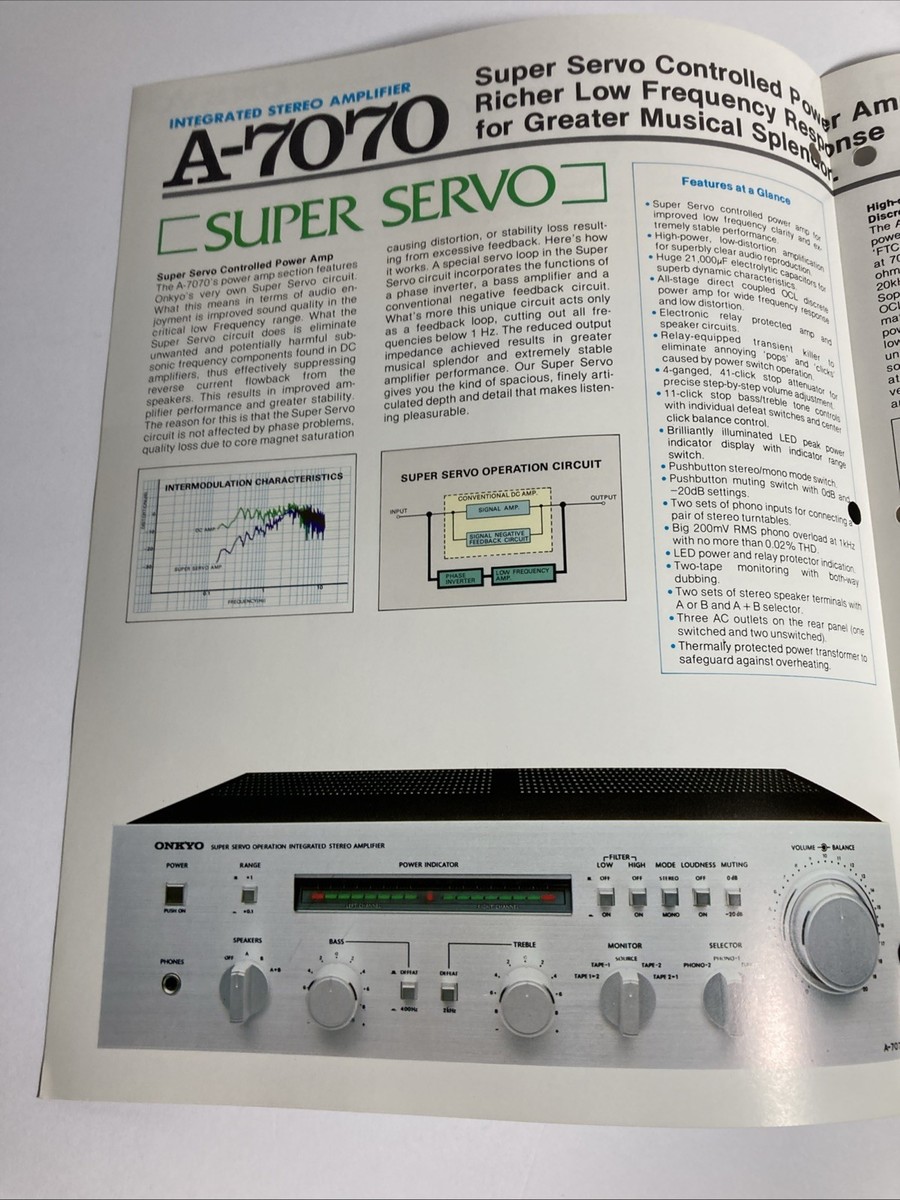 Onkyo A-7070 Vintage Servo Operation Stereo Amplifier Brochure | eBay