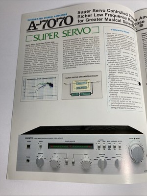 Onkyo A-7070 Vintage Servo Operation Stereo Amplifier Brochure | eBay
