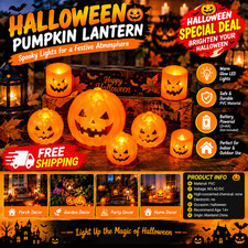 Halloween Pumpkin Lantern LED Candle Skull Ghost Face Light 3/6PCS Decor
