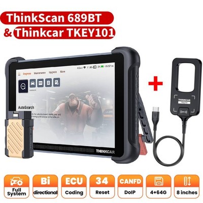 ThinkScan 689BT+Thinkcar TKEY101 OBD2 Scanner Diagnostic Key Programmer Tool Set