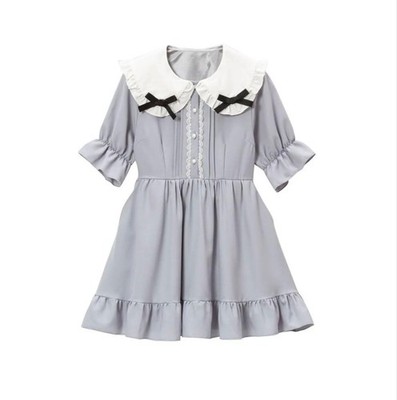 DearMyLove Mass-produced simple round collar ribbon dress