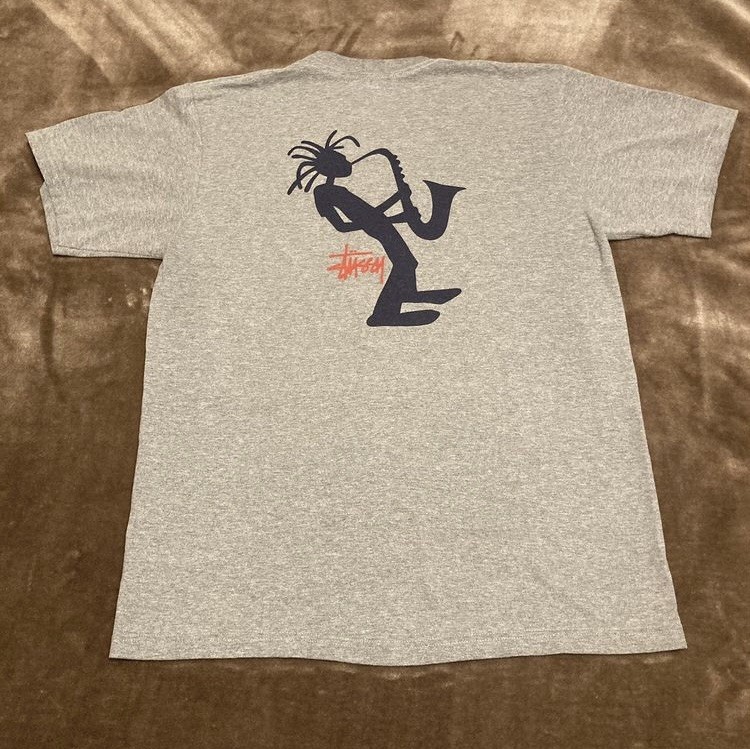 Vintage 90s Stussy Outdoor International Saxophone Jazzman T Shirt Medium *RARE*