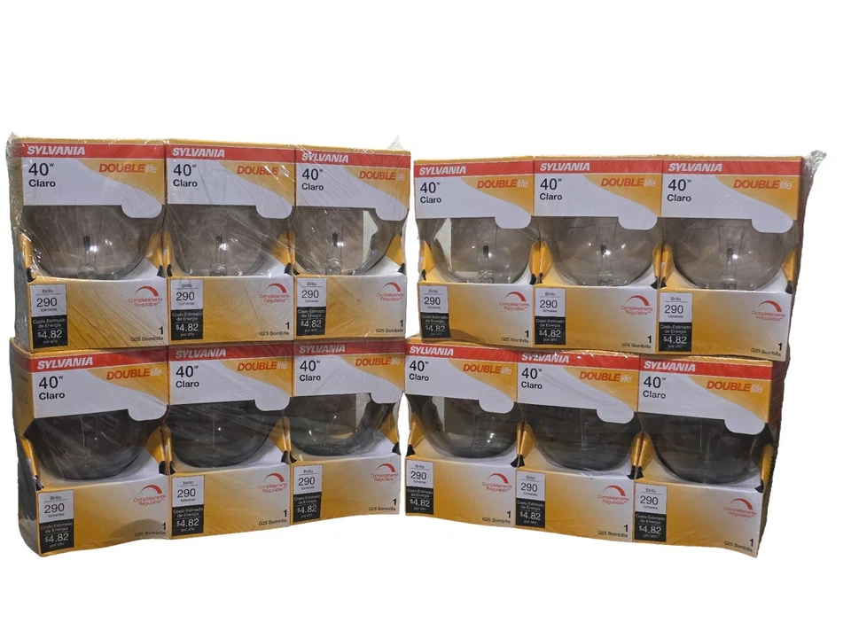 SYLVANIA G25 Globe Bulb, 40W, 2850K, 290 Lumen, Clear Bulbs, Double Life 12-Pack - Image 2 of 4