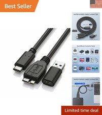 3ft Micro B to USB Type C 3.1 External Hard Drive Cable Cord MacBook Seagate WD