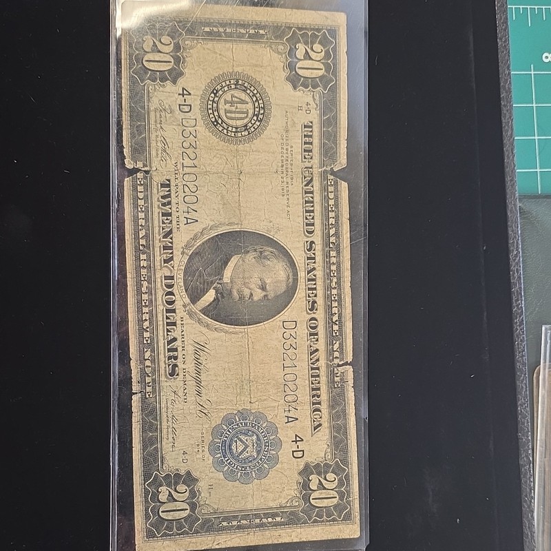 1914 Series $20 Federal Reserve Banknote Cleveland, Circulated, Uncertified