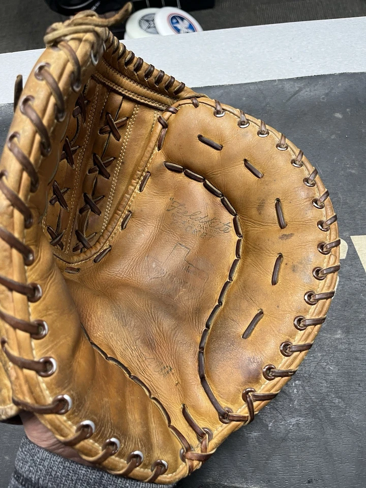 "Guante de béisbol vintage Nokona N60 13"" cuero bronceado jefe primera base" Foto 3 de 4