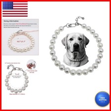 MISS PET 0.7"Pearl Dog Collar,Adjustable Pet Necklace Large Dogs,Wedding