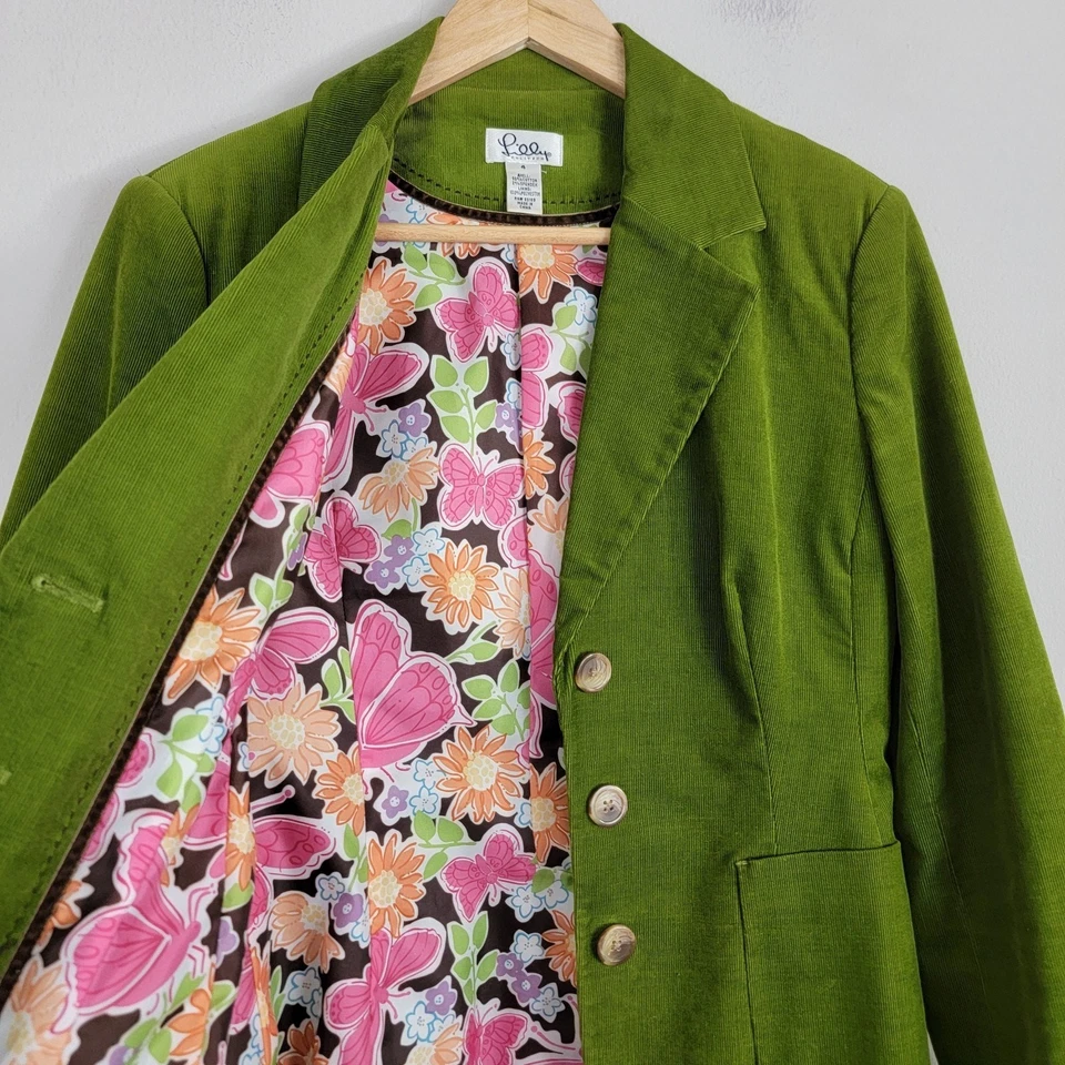 Chaqueta Blazer Lilly Pulitzer Pana Parche en el Codo Floral Forrada Preppy Para Mujer 4 Foto 3 de 4